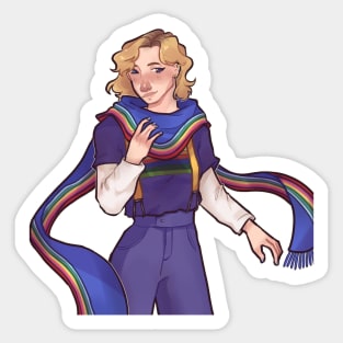 13's rainbow scarf Sticker